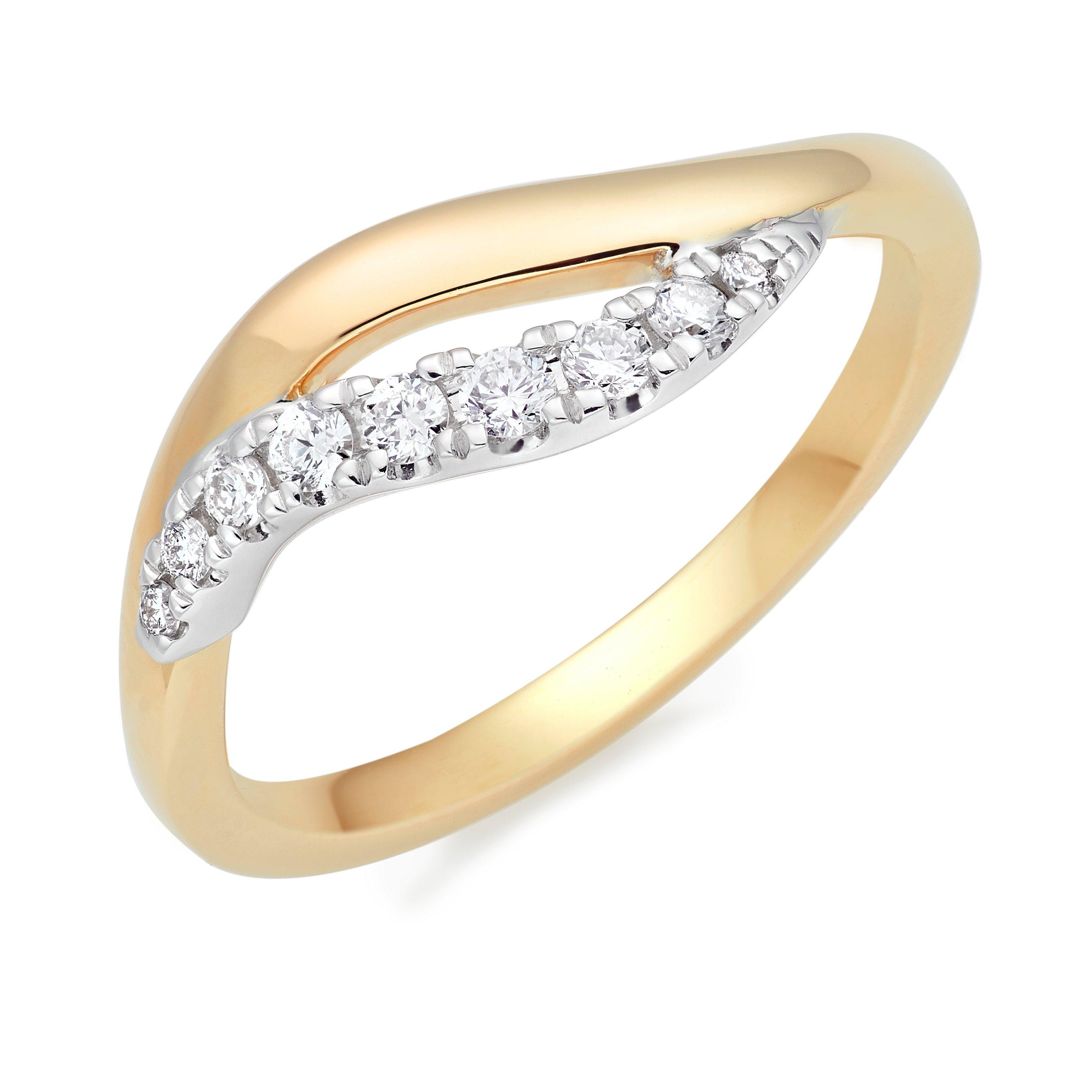 Essence 9ct Yellow Gold Diamond Wave Ring